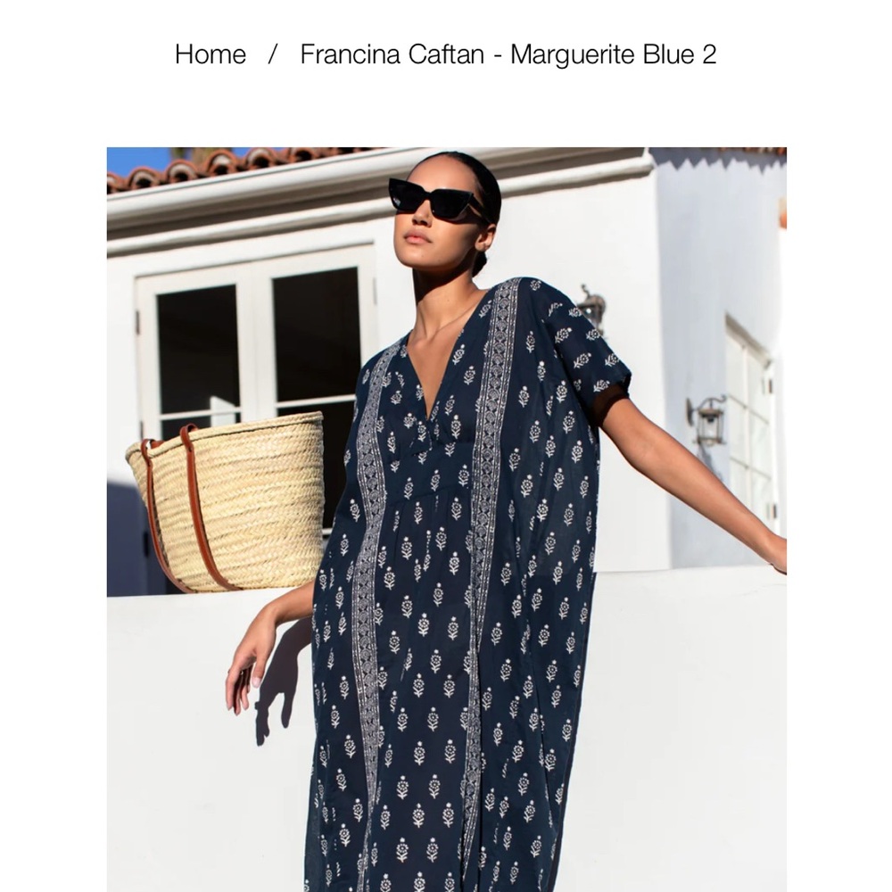 Emerson Fry- Love Tomas Francina Caftan Dress Marguerite Blue 2